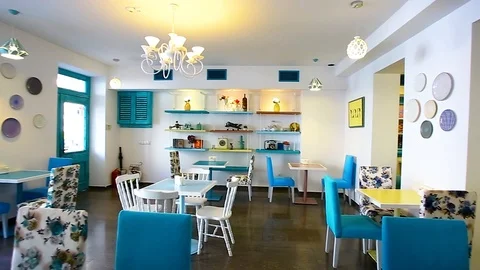Beautiful colorful cafe Stock Footage 123725683
