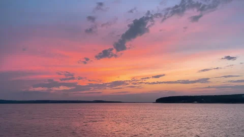 Beautiful colorful dramatic sky over the river at sunset or sunrise 스톡 동영상 314428577