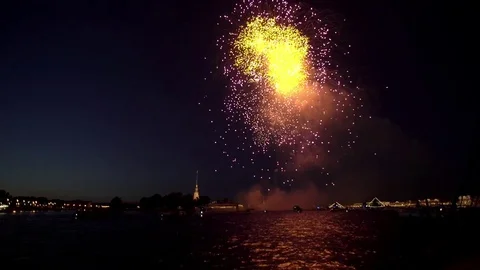 Beautiful colorful firework Stock Footage 79648113