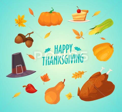 Beautiful, colorful illustration Happy Thanksgiving celebration, can be use as Stock Illustration