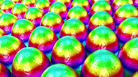 Beautiful colorful rainbow gradient Easter eggs looping 3D animation Stock Footage 219932540