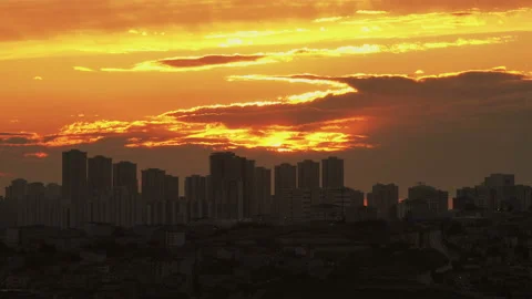 Beautiful colorful view of sunset, time-lapse Stock Footage 140332675