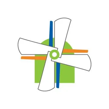 Beautiful colorful windmill concept vector illustration isolated on white bac Stock Illustration