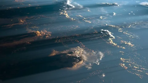 Beautiful colors of atmosphere sunrise from space. Stock Footage