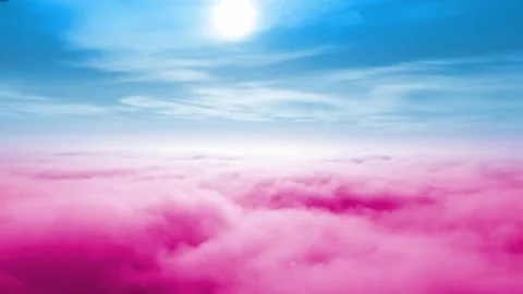 Beautiful colourful cloudscape. View over or above amazing heaven like clouds Stock Footage 246922092