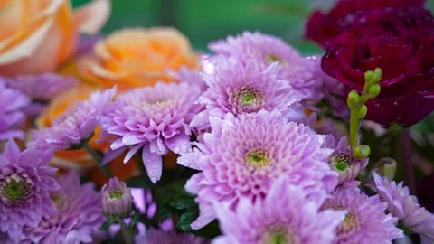 A Beautiful, Colourful Floral Arrangement Stock Footage