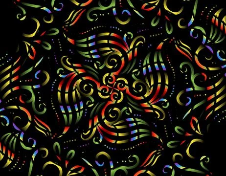 Beautiful colourful frame gradient flowers line art pattern Stock Photos