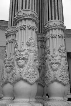 Beautiful columns with carved patterns Stock Photos