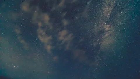 The beautiful comets fall on the starry sky. time lapse Stock Footage 133023287