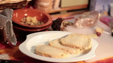 Beautiful composition of the bread with olive oil dressing 스톡 동영상 8849850