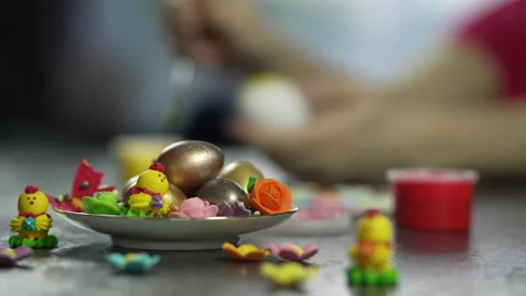 Beautiful composition with Easter eggs. Stock Footage 151913612