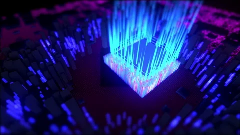 Beautiful computer chip animation background Stock Footage 244849963