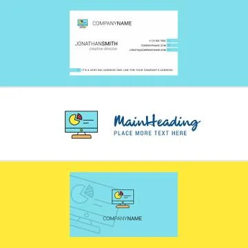 Beautiful Computer presentation Logo and business card. vertical Design Vecto 스톡 일러스트