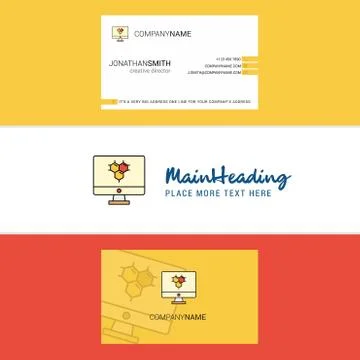 Beautiful Computer screen  Logo and business card. vertical Design Vector Ilustración de archivo