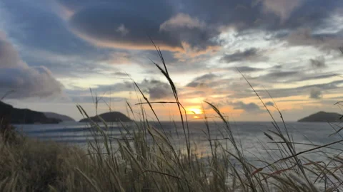 Beautiful Con Dao Sunset shines over sea. Viewers enjoy Con Dao Sunset during Video stock 326851875