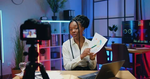 Beautiful confident high-skilled stylish african american woman explaining Stock Footage 166567304