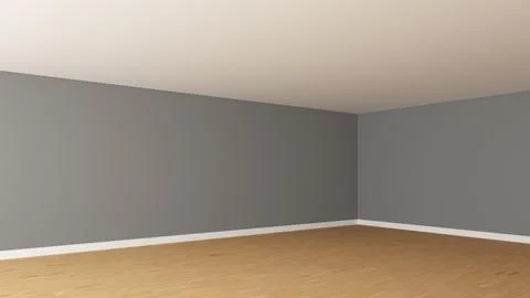 Beautiful Corner of the Empty Interior with Gray Walls, White Ceiling Illustrazione stock