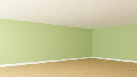 Beautiful Corner of the Light Green Interior with White Ceiling, Light Parquet Stock-Illustration