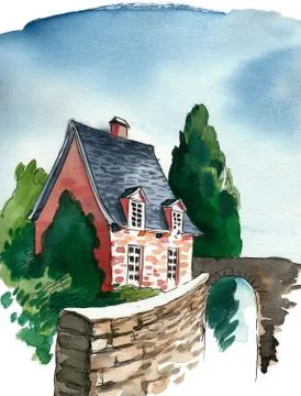 Beautiful cottage Stock Illustration