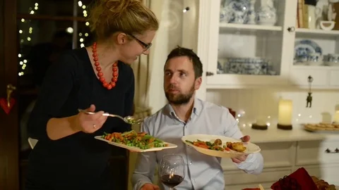 Beautiful couple celebrating Christmas. Stock Footage