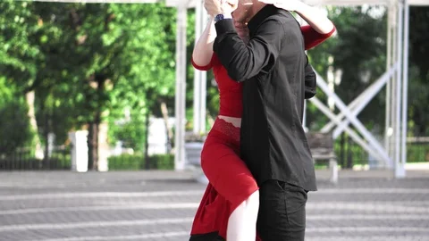 Beautiful couple dancing a passionate dance in the park Stock Footage 116499760