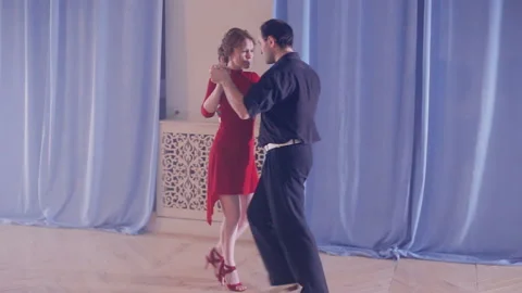 Beautiful couple dancing rhumba Stock Footage 89386089