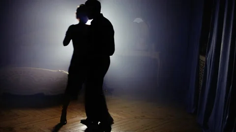 Beautiful couple dancing salsa Stock Footage 88279223