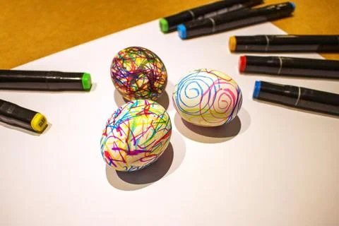 Beautiful creative eggs for Easter Stock Photos