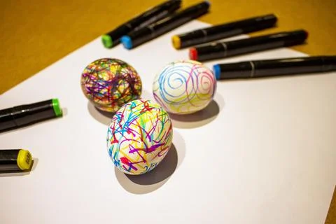 Beautiful creative eggs for Easter 스톡 사진