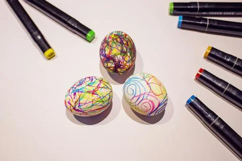 Beautiful creative eggs for Easter Stock Photos