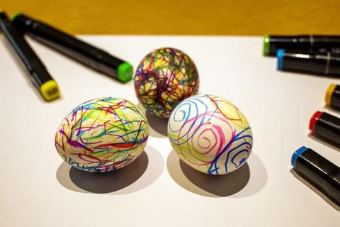 Beautiful creative eggs for Easter Stock Photos