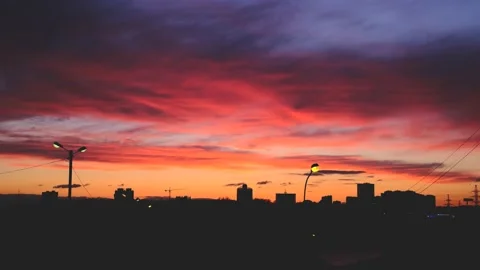 Beautiful creative panorama of the setting sun Stock Footage 191087491