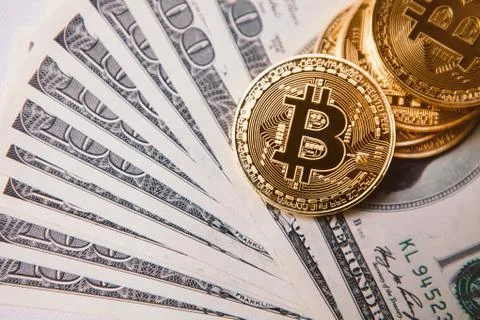 Beautiful crypto background with dollars 库存照片