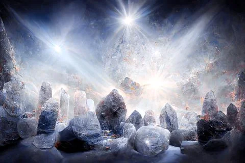 Beautiful crystal abstract background, light heaven cristals. Illustration