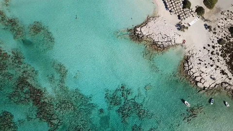 Beautiful Crystal waters - Beach Side overhead shot - Elafonisi Beach Stock Footage 117619251