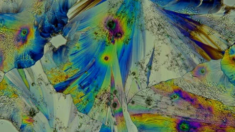 Beautiful crystals under the microscope, polarized Stock Footage 105963722