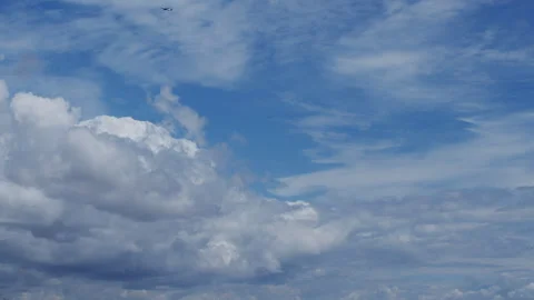 Beautiful cumulus clouds on a blue sky - time lapse video. Stock Footage 346721324