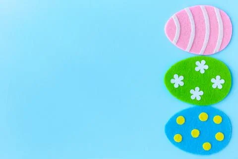 Beautiful cute easter holiday frame of handmade craft colorful eggs Stock Photos