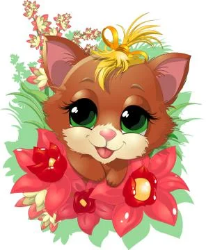Beautiful cute kitten Stock Illustration