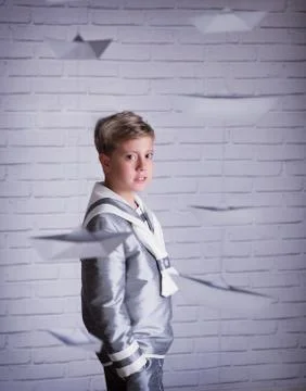Beautiful cute sailor boy Stock Photos