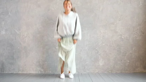 Beautiful cute smiling model jumping Stock Footage 140897840