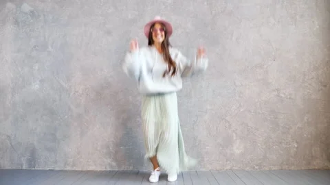 Beautiful cute smiling model jumping 動画素材 140898820