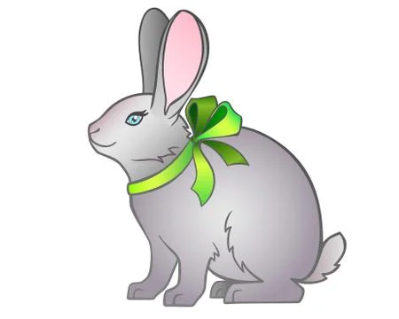 Beautiful, cute, vector rabbit with pink ears and a nose. Gray rabbit Stock Illustration