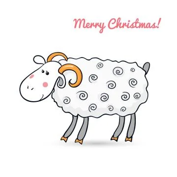 Beautiful cute vector sheep, symbol of the new year Stock Illustration