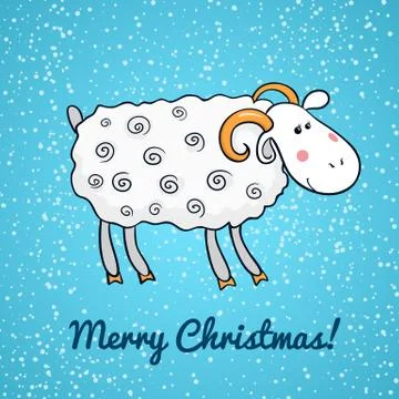 Beautiful cute vector sheep, symbol of the new year Illustrazione stock