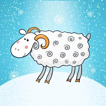 Beautiful cute vector sheep, symbol of the new year Stock Illustration