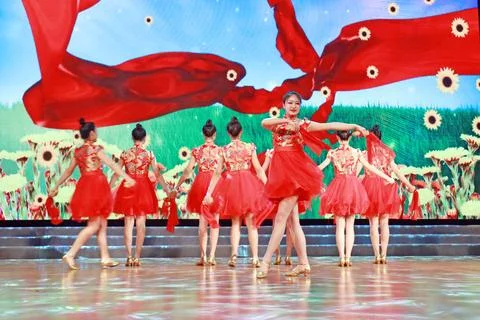 Beautiful dance performance on stage. Stock Photos
