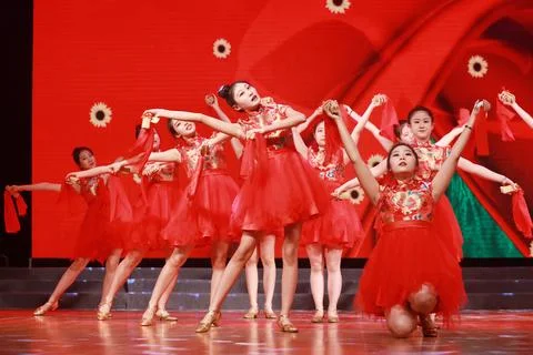 Beautiful dance performance on stage. Stock Photos