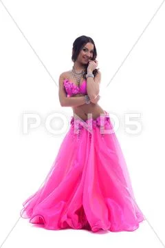 Beautiful dancer in pink costume Stock Photos