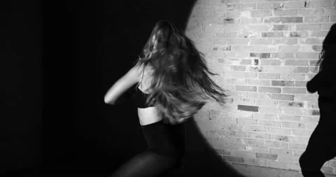 A Beautiful Dancer Prancing Her Body Energetically, In Black and White Stock Footage 158852510